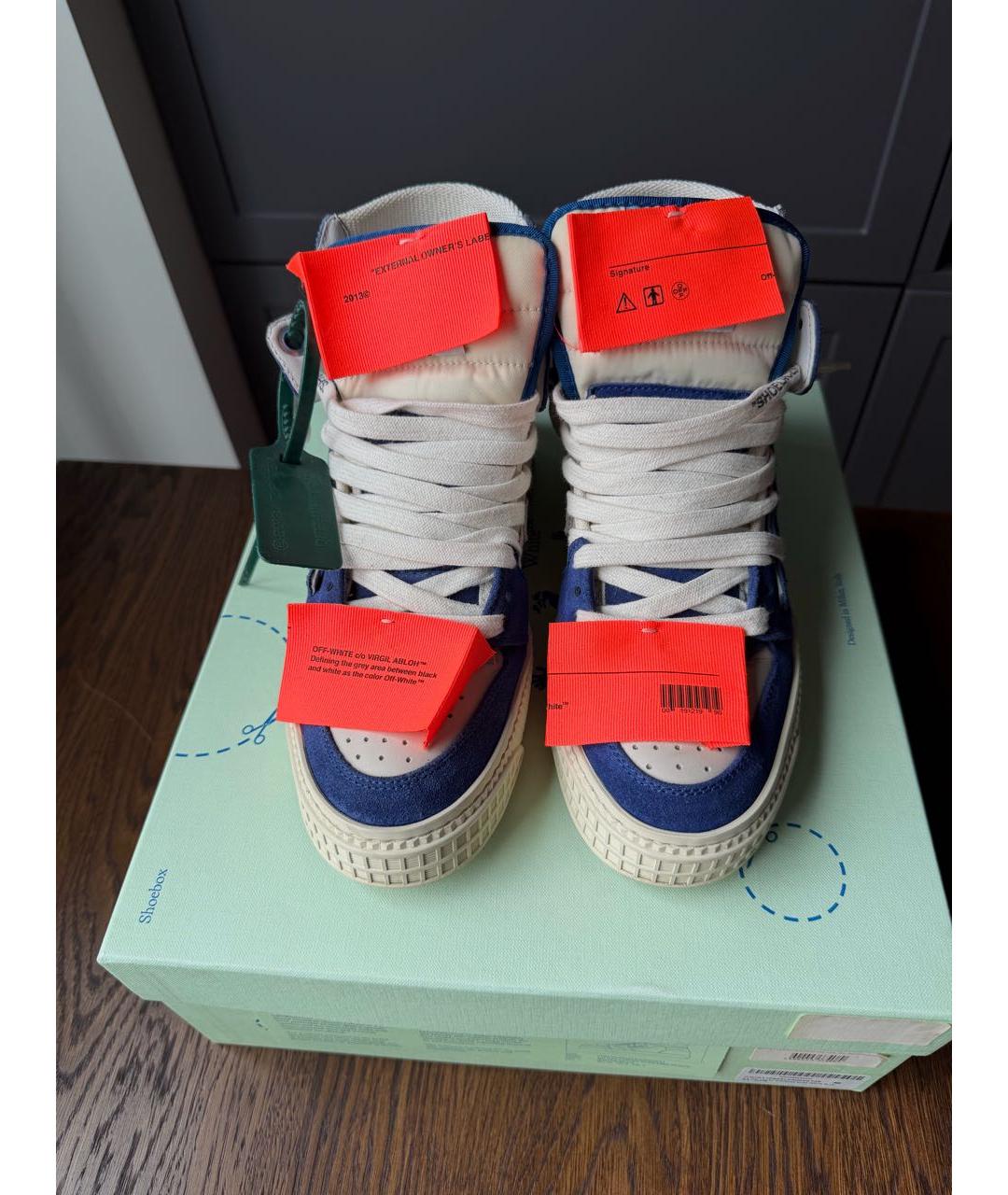 OFF-WHITE Синие текстильные кеды, фото 2