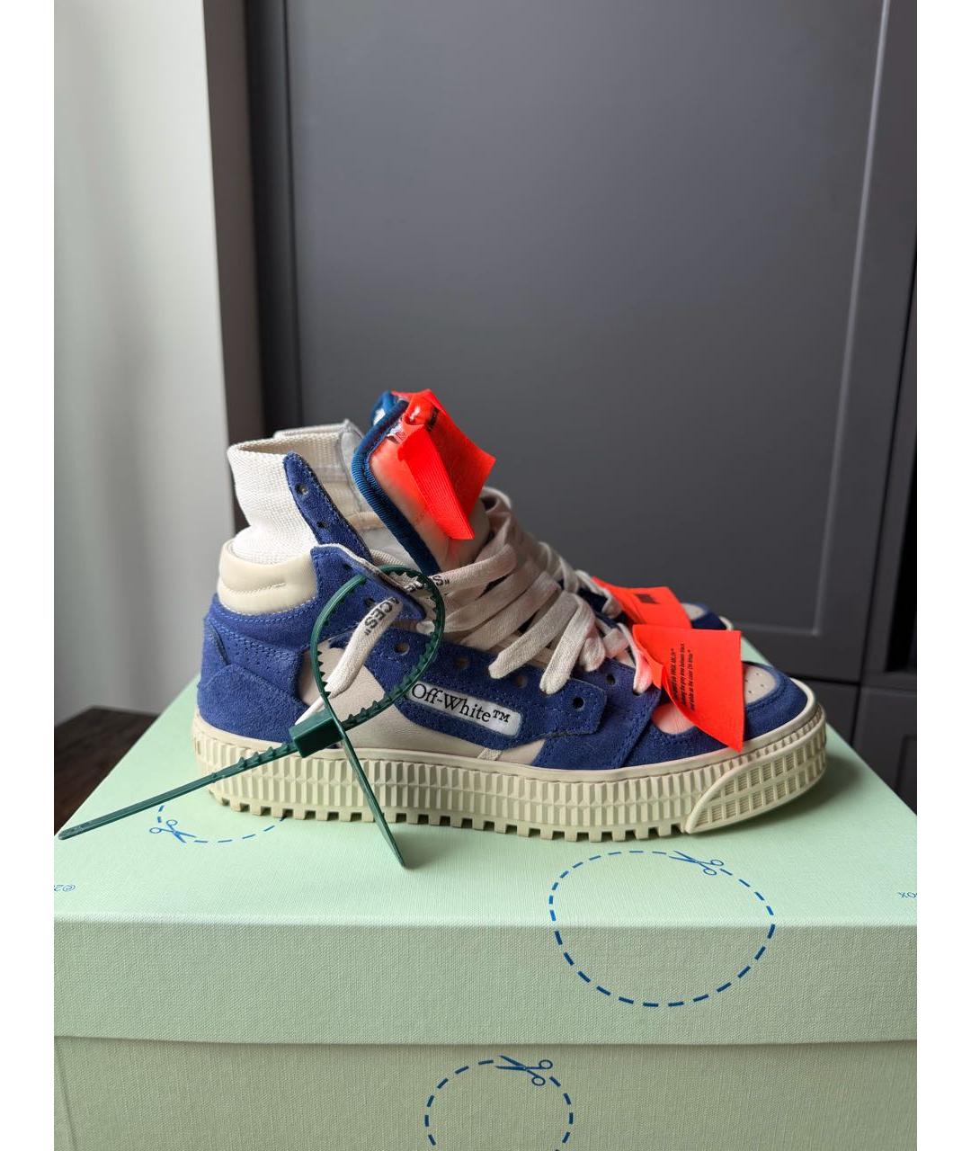 OFF-WHITE Синие текстильные кеды, фото 7