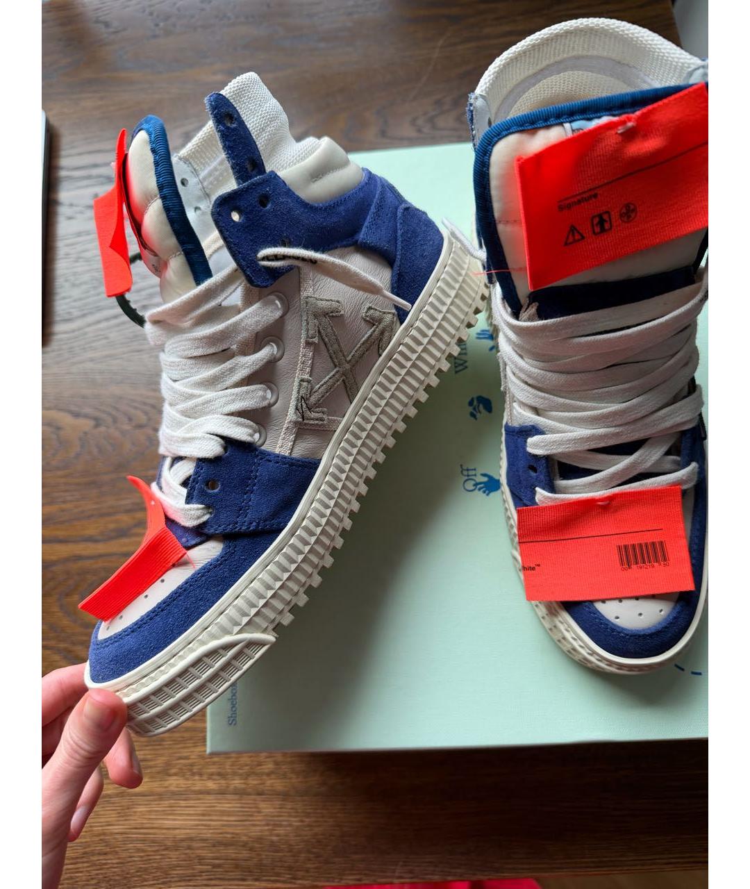 OFF-WHITE Синие текстильные кеды, фото 6