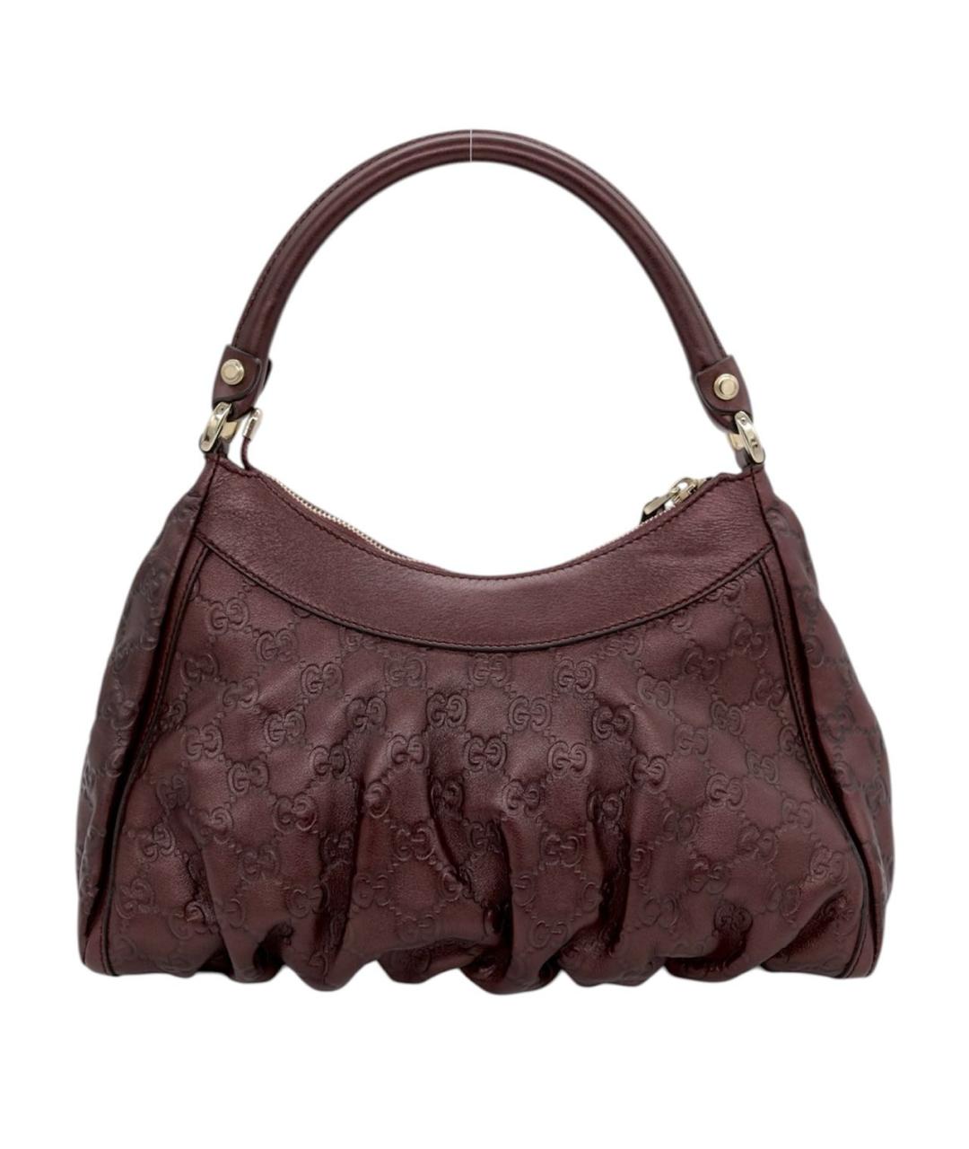 GUCCI Бордовая кожаная сумка с короткими ручками, фото 2