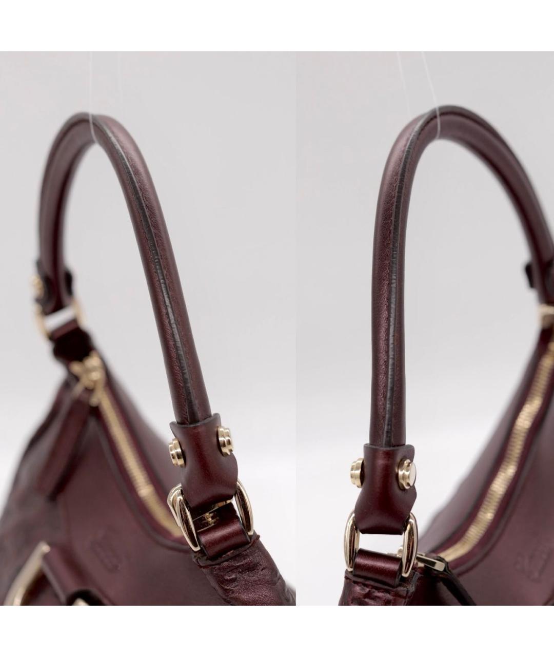 GUCCI Бордовая кожаная сумка с короткими ручками, фото 4