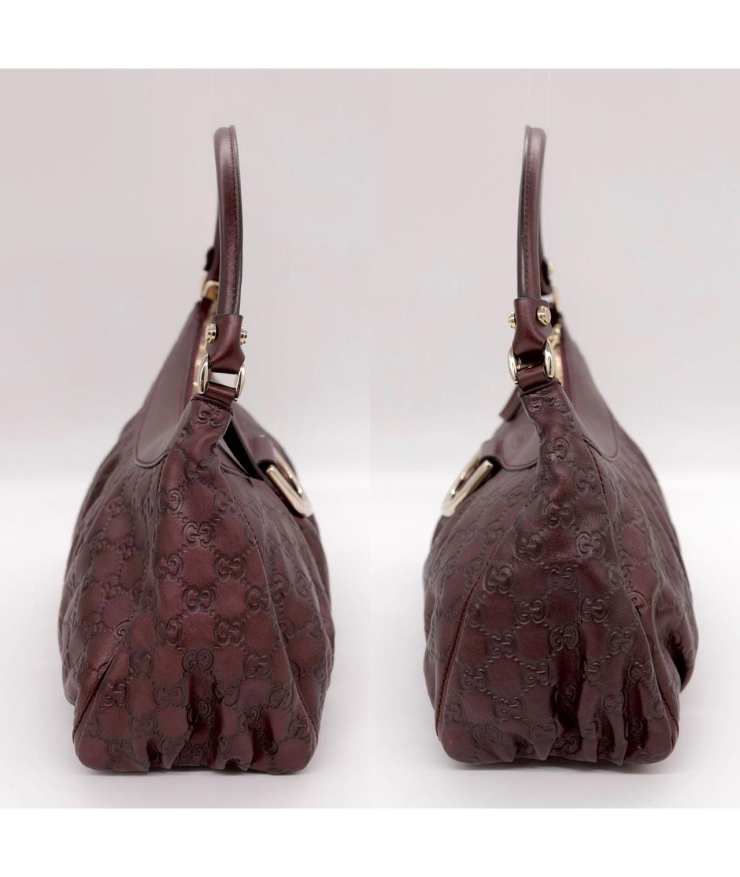 GUCCI Бордовая кожаная сумка с короткими ручками, фото 3