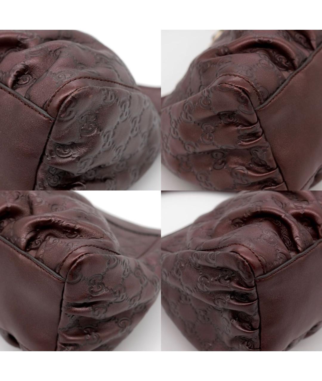 GUCCI Бордовая кожаная сумка с короткими ручками, фото 5