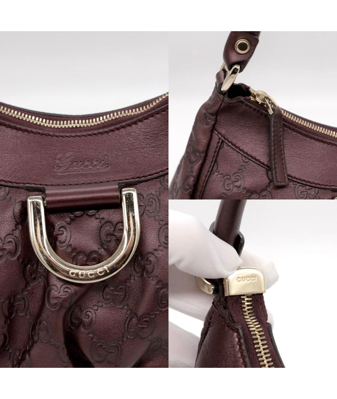 GUCCI Бордовая кожаная сумка с короткими ручками, фото 7