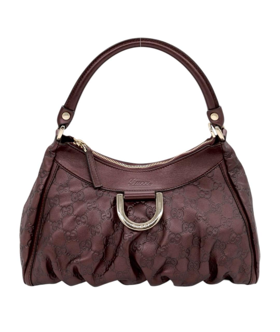GUCCI Бордовая кожаная сумка с короткими ручками, фото 1
