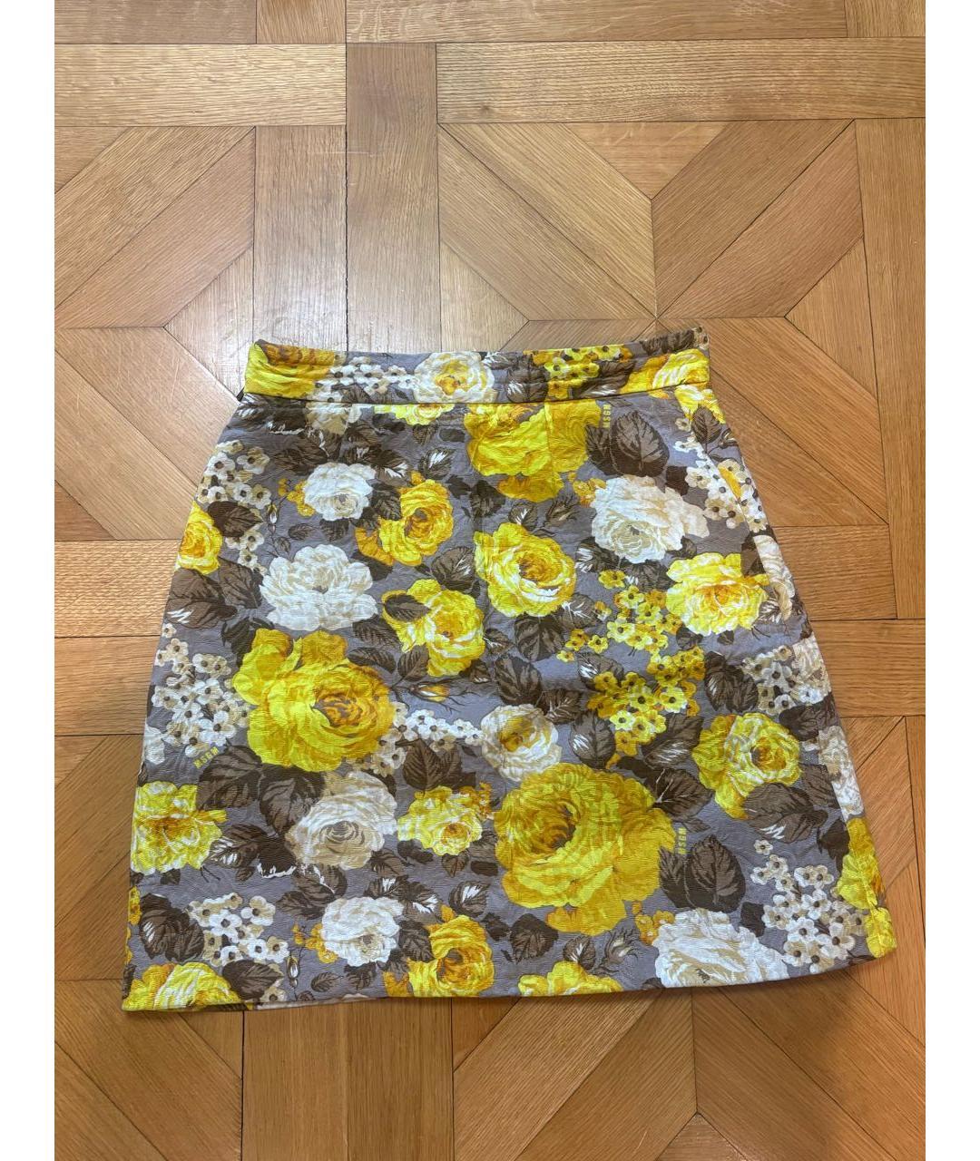 MSGM Желтая полиэстеровая юбка миди, фото 2