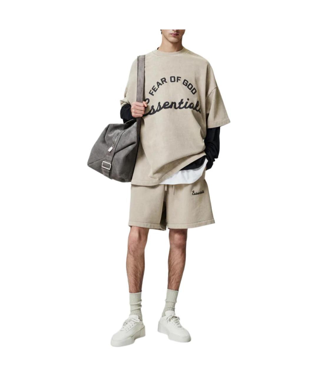 FEAR OF GOD ESSENTIALS Бежевая футболка, фото 3