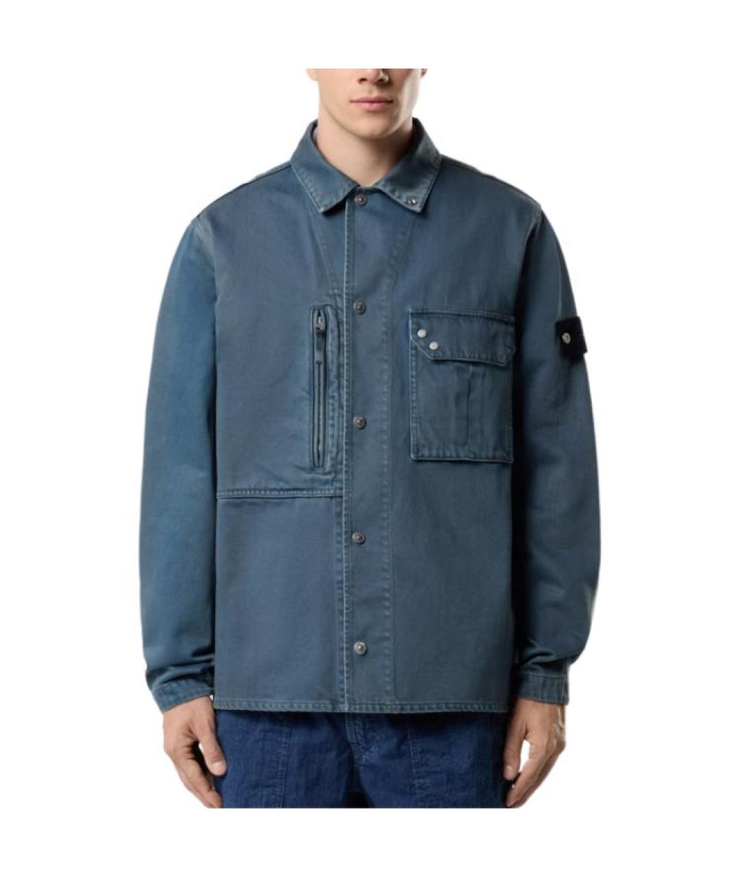 STONE ISLAND Синяя хлопковая классическая рубашка, фото 5
