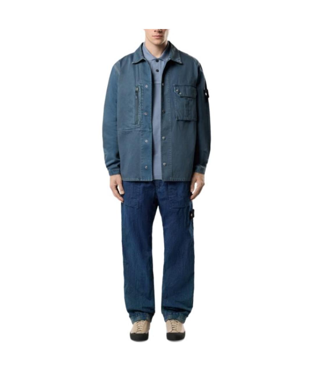 STONE ISLAND Синяя хлопковая классическая рубашка, фото 3