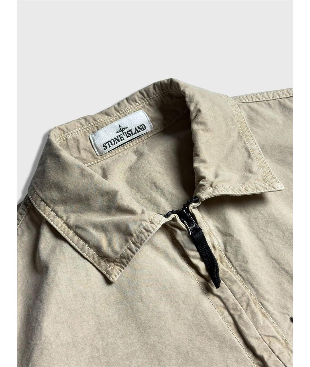 STONE ISLAND Бежевая хлопковая кэжуал рубашка, фото 3