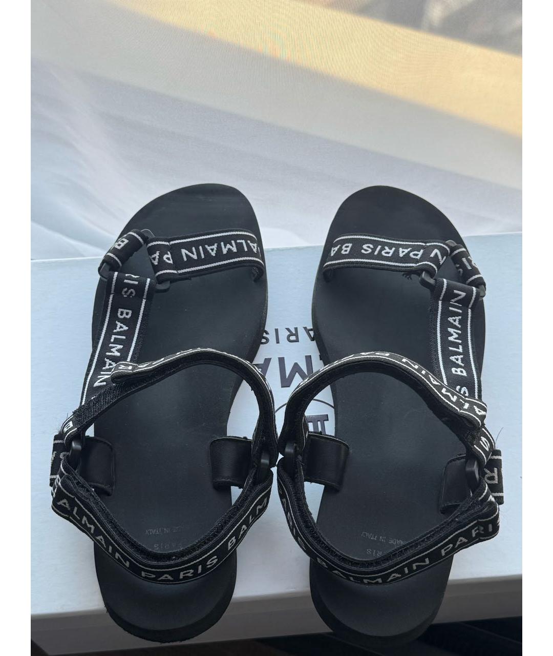 BALMAIN Черные текстильные сандалии, фото 5