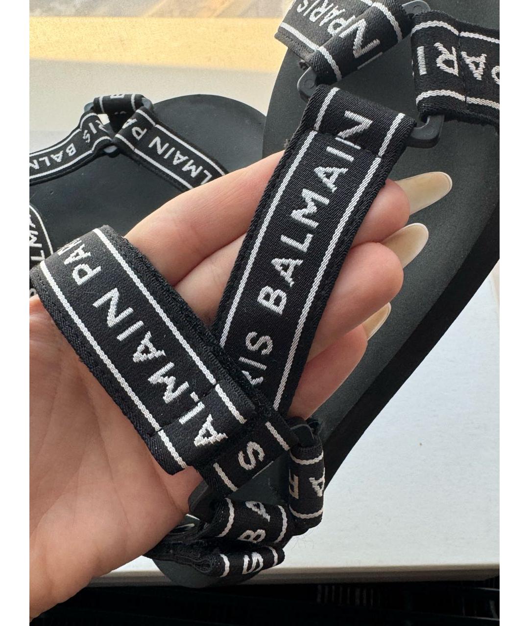 BALMAIN Черные текстильные сандалии, фото 3