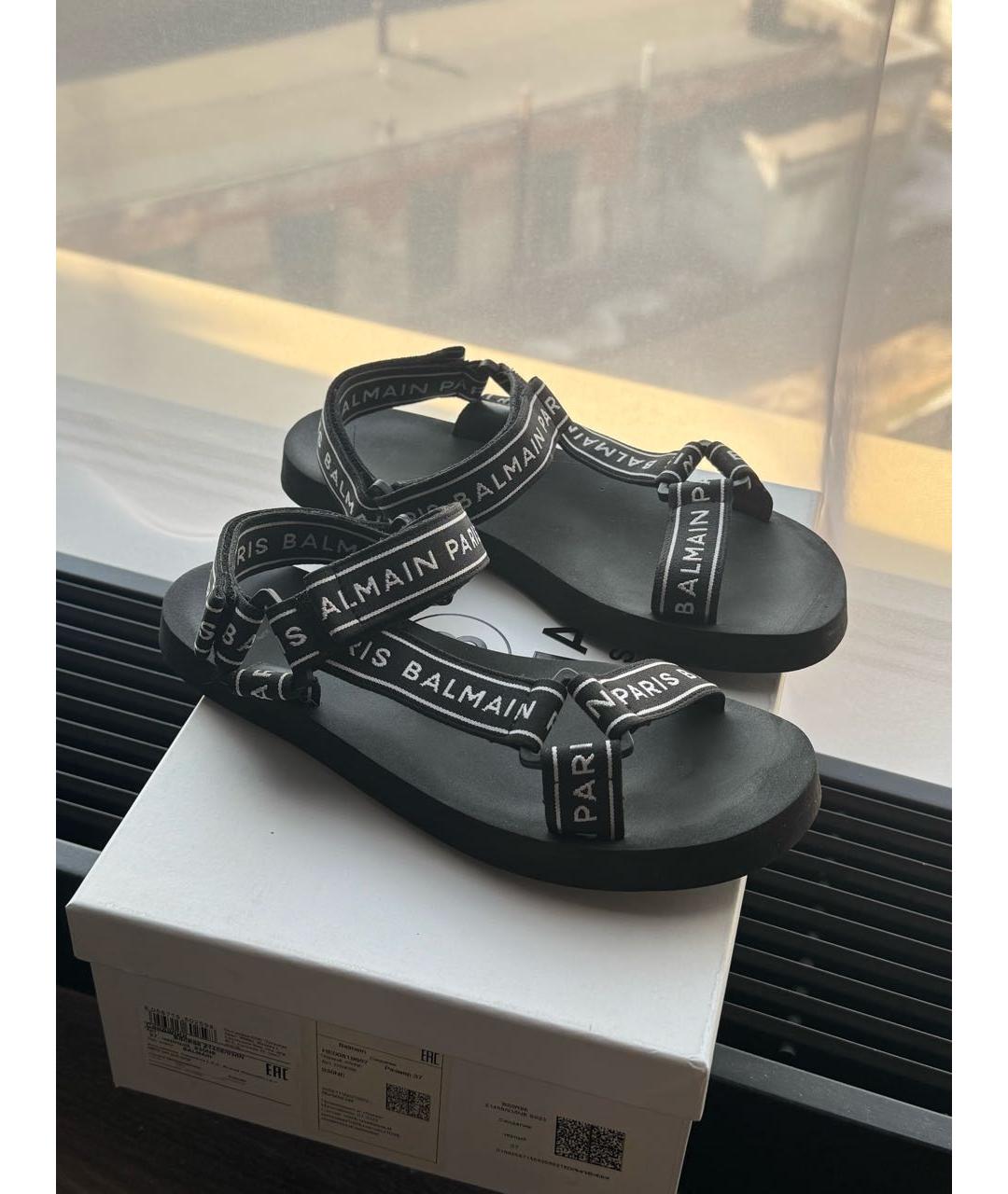 BALMAIN Черные текстильные сандалии, фото 7