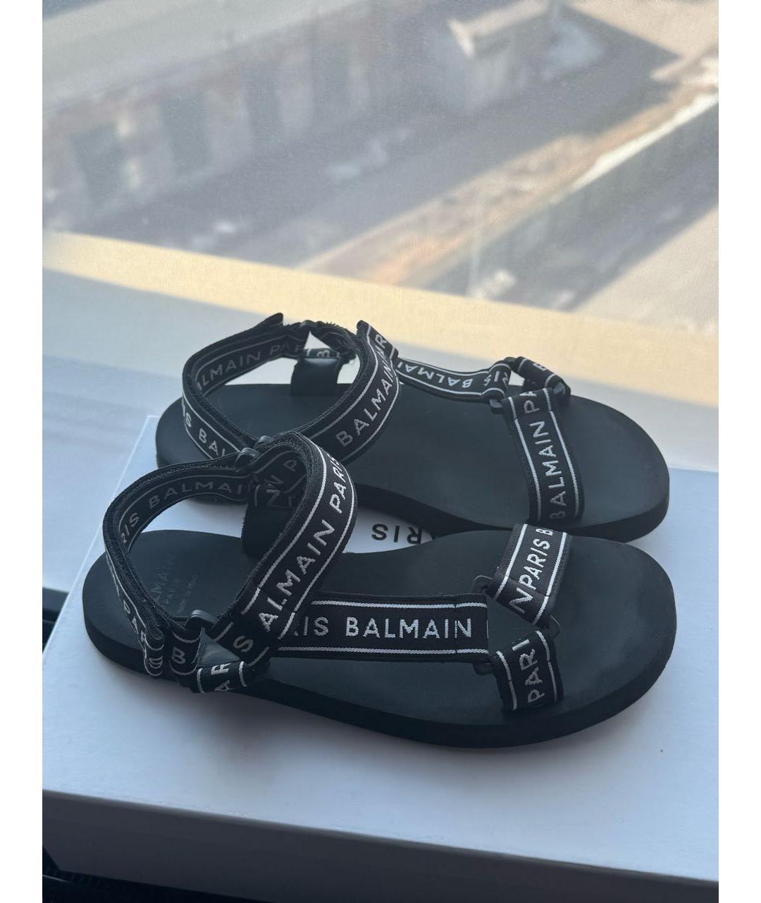 BALMAIN Черные текстильные сандалии, фото 2