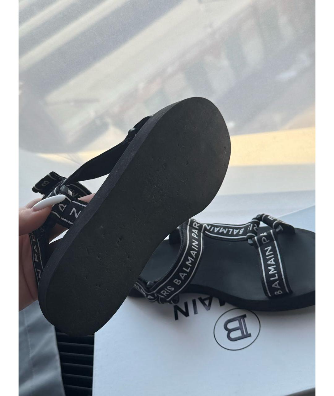 BALMAIN Черные текстильные сандалии, фото 4