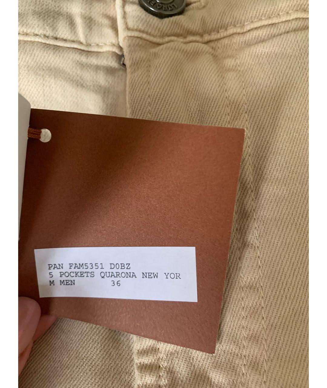 LORO PIANA Бежевые хлопковые прямые джинсы, фото 6