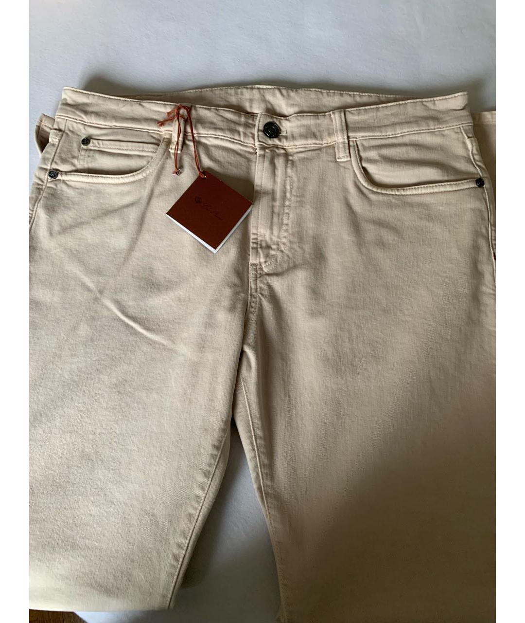 LORO PIANA Бежевые хлопковые прямые джинсы, фото 4