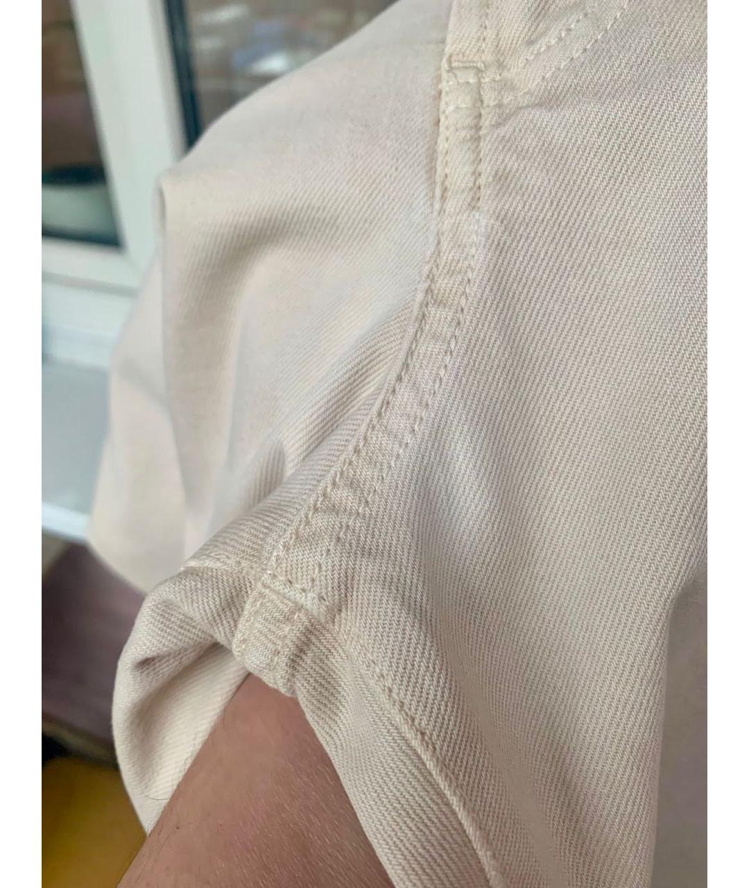 LORO PIANA Бежевые хлопковые прямые джинсы, фото 8