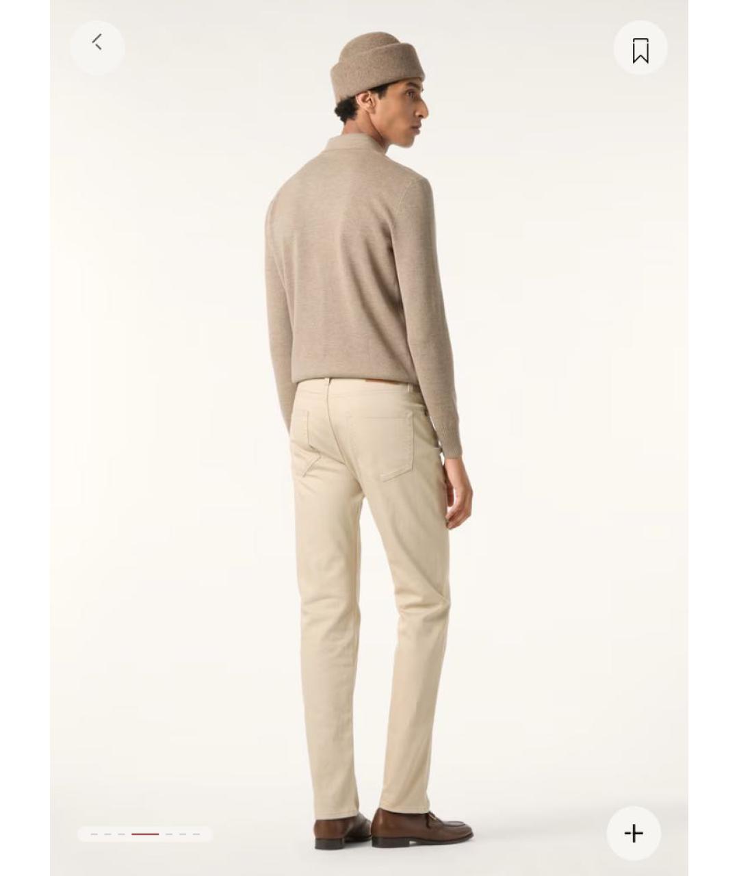 LORO PIANA Бежевые хлопковые прямые джинсы, фото 7