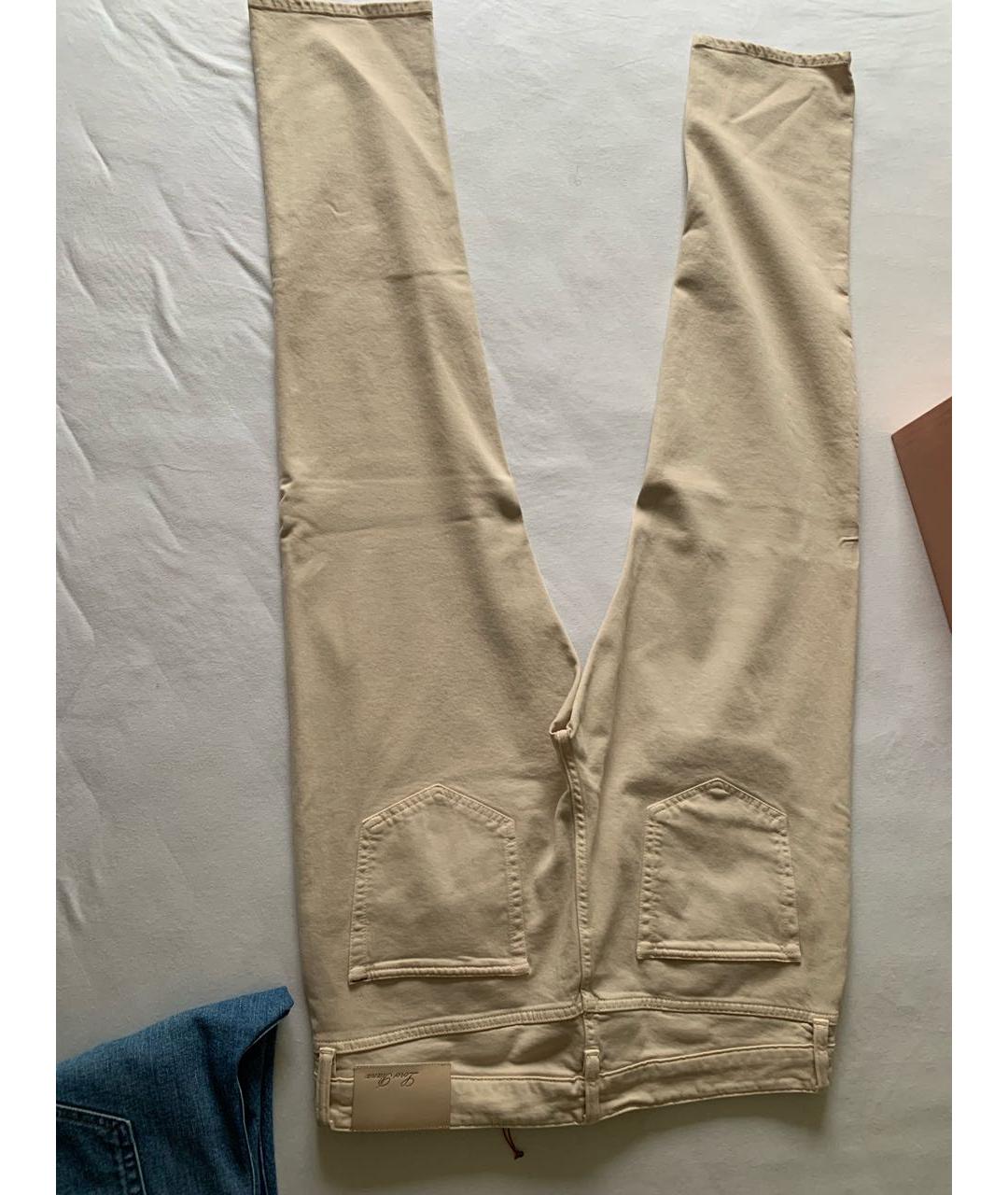 LORO PIANA Бежевые хлопковые прямые джинсы, фото 3