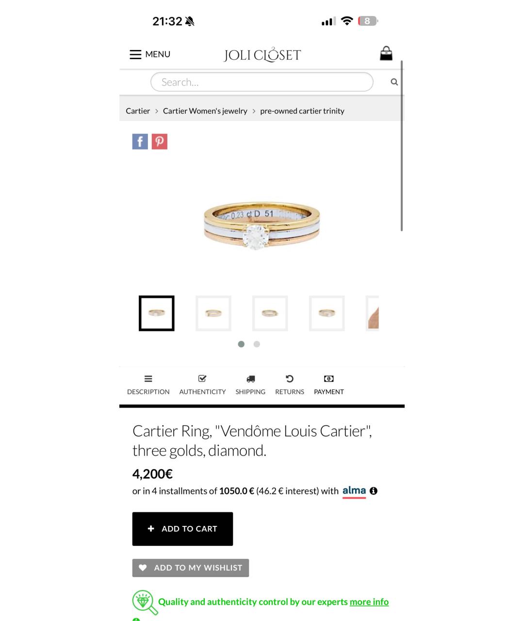 CARTIER Золотое кольцо из розового золота, фото 8