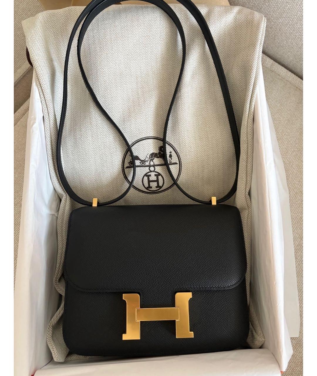 HERMES Черная кожаная сумка через плечо, фото 2