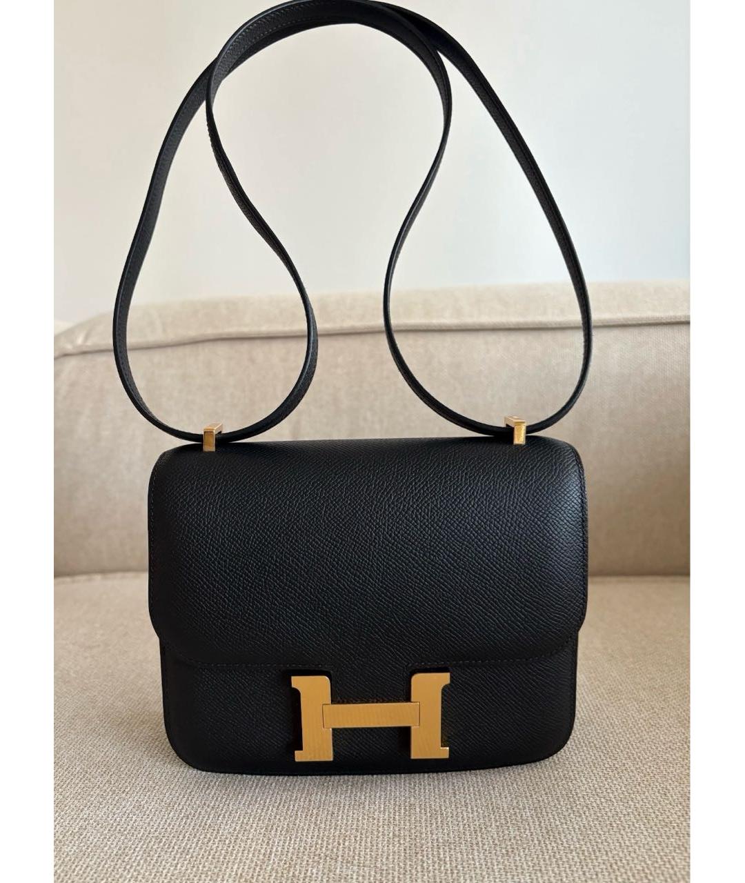 HERMES Черная кожаная сумка через плечо, фото 5