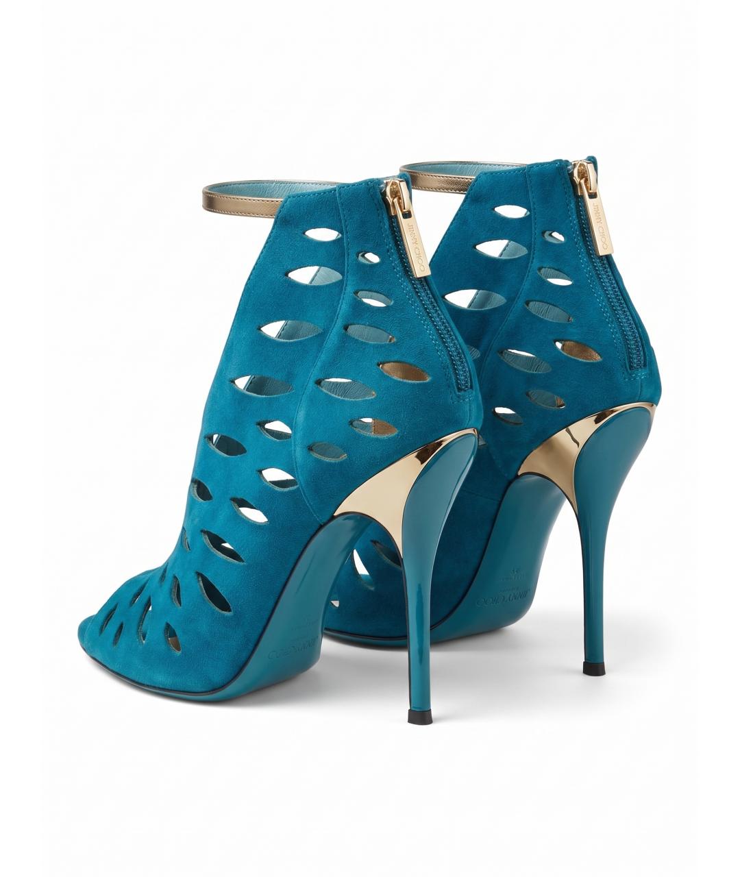 JIMMY CHOO Бирюзовые замшевые босоножки, фото 3