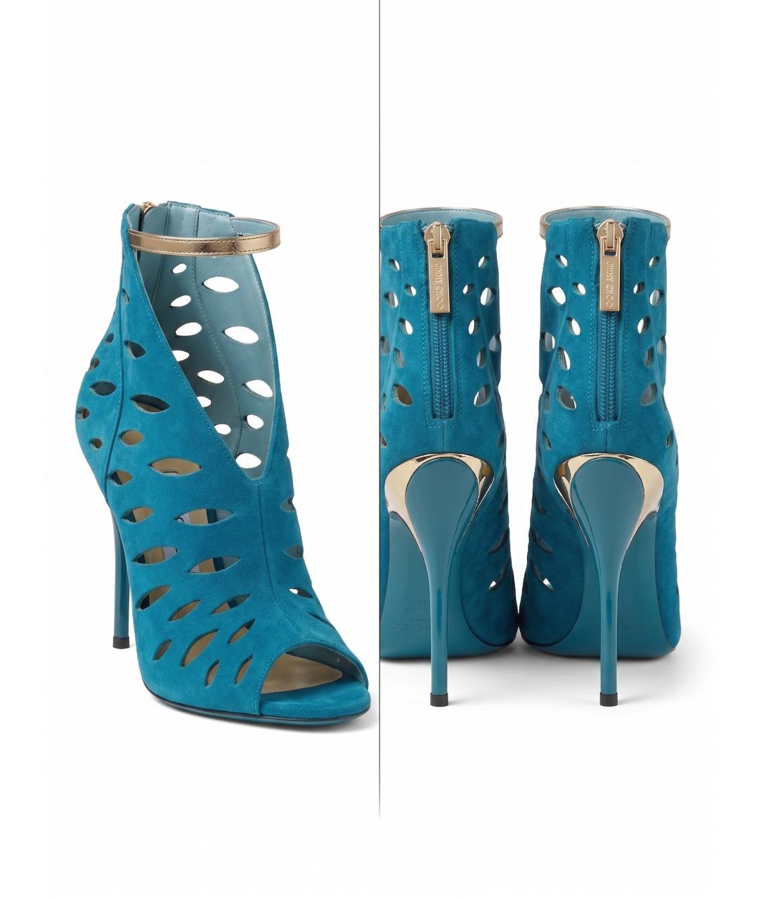 JIMMY CHOO Бирюзовые замшевые босоножки, фото 2