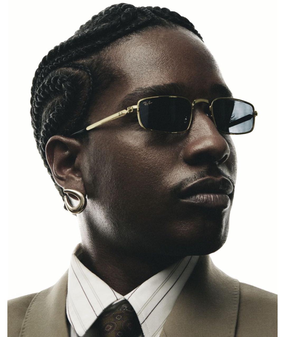 RAY BAN Золотые металлические солнцезащитные очки, фото 7