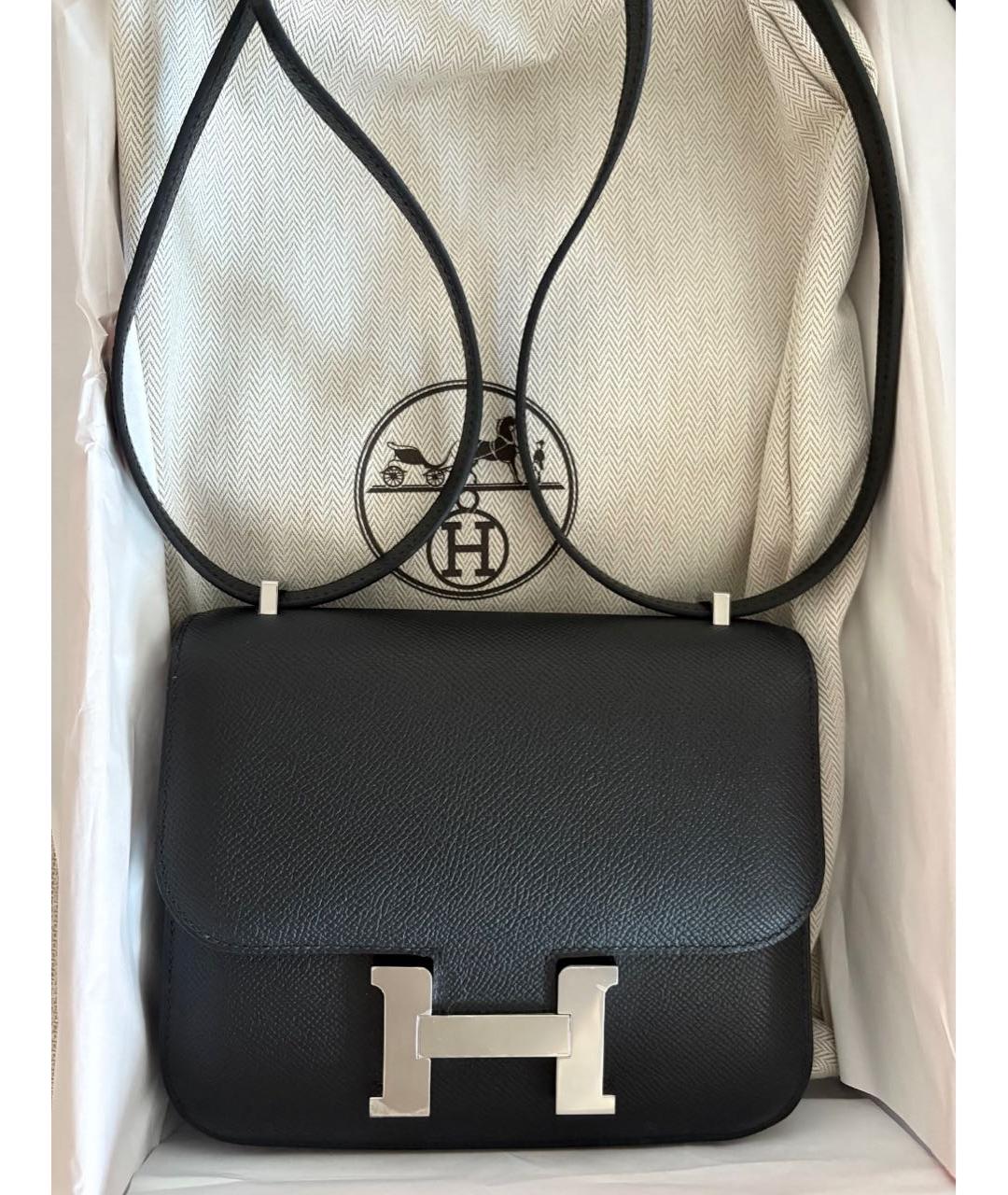 HERMES Черная кожаная сумка через плечо, фото 4