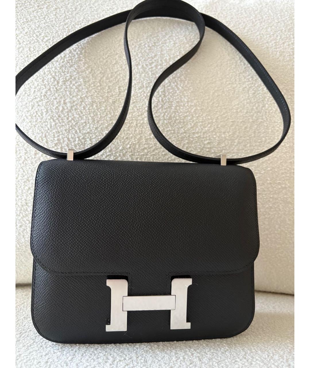HERMES Черная кожаная сумка через плечо, фото 3