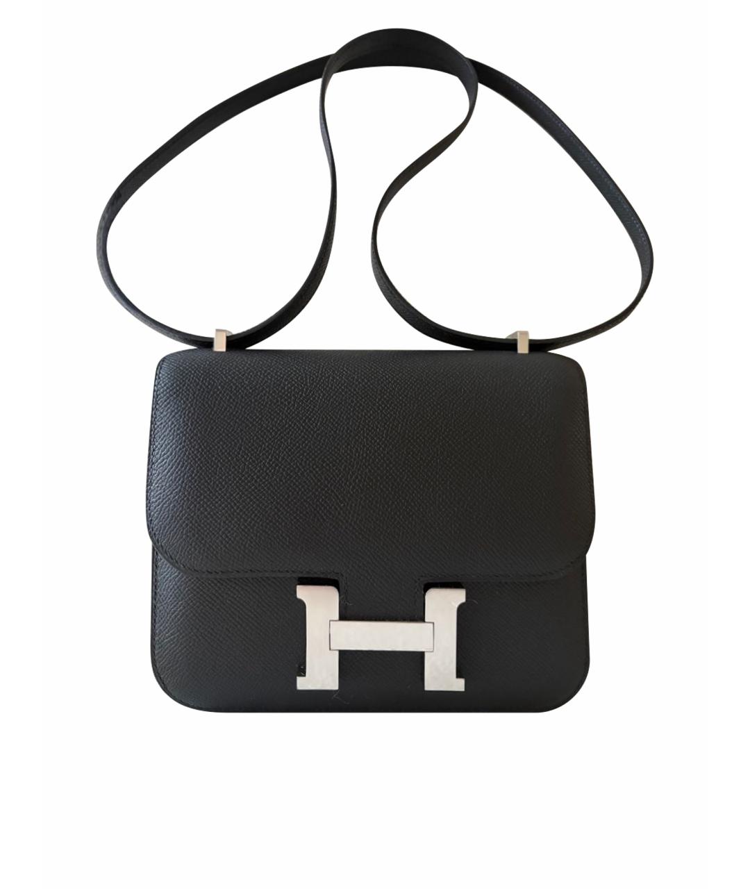HERMES Черная кожаная сумка через плечо, фото 1