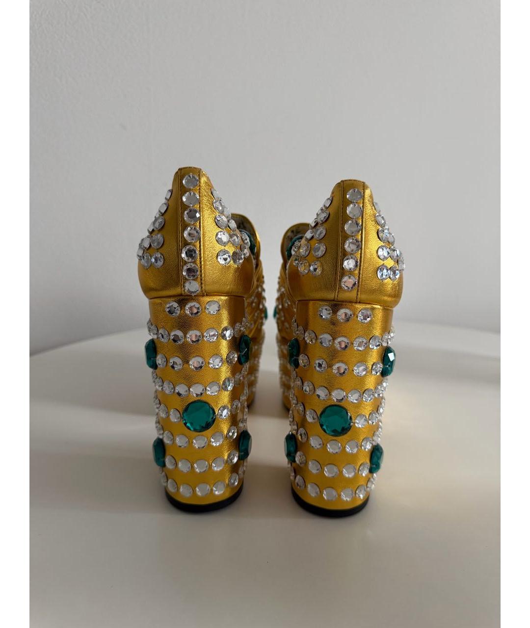 GUCCI Золотые кожаные туфли, фото 4