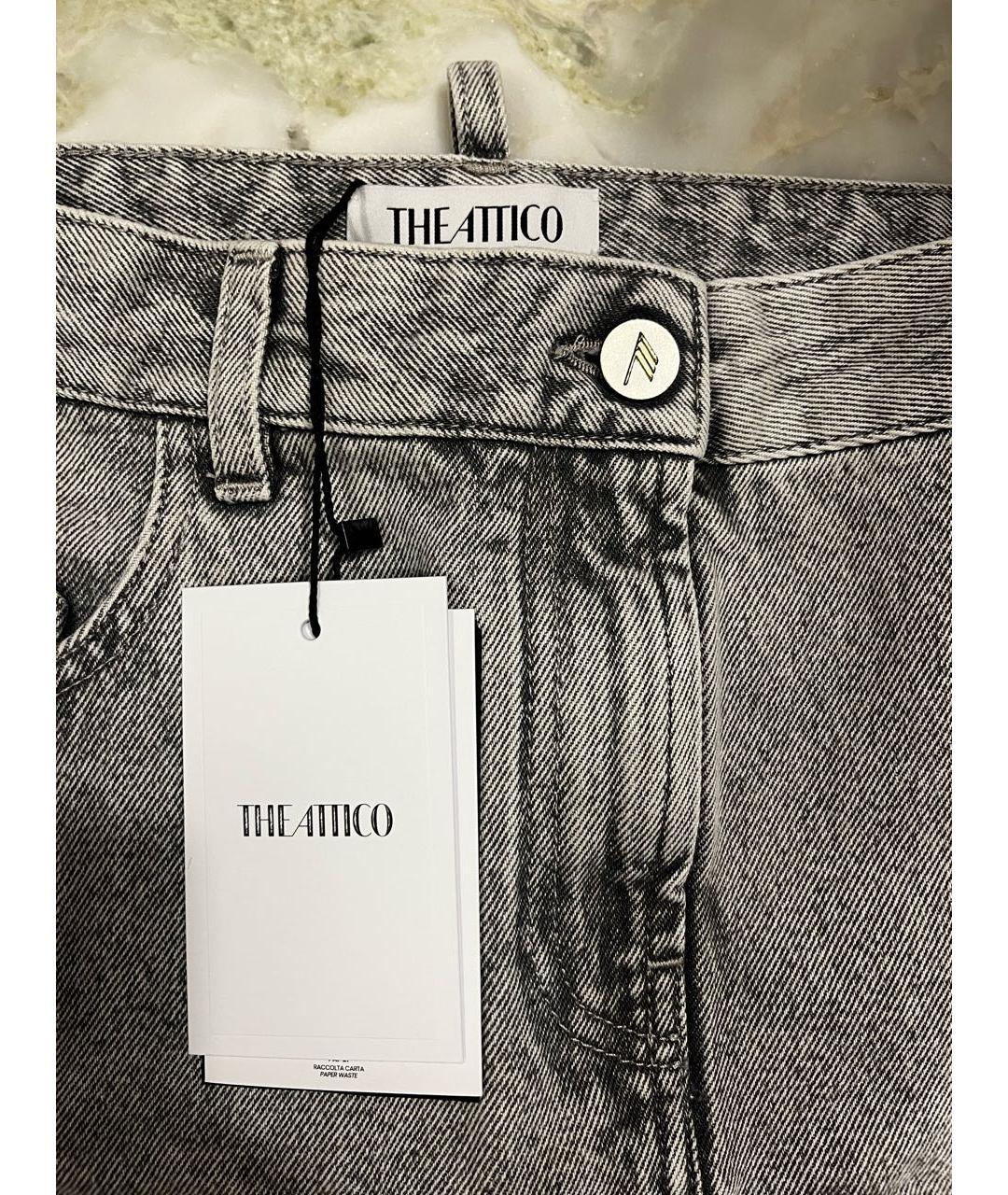 THE ATTICO Серая деним юбка мини, фото 3