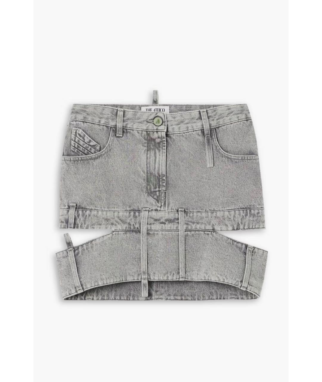 THE ATTICO Серая деним юбка мини, фото 7