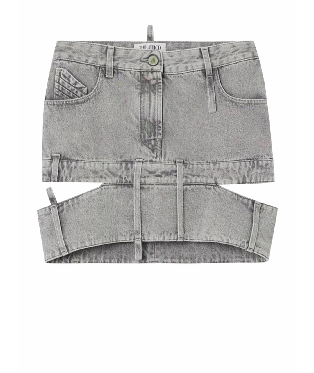 THE ATTICO Серая деним юбка мини, фото 1
