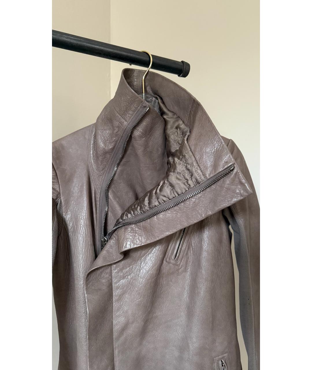 RICK OWENS Бежевая кожаная куртка, фото 6