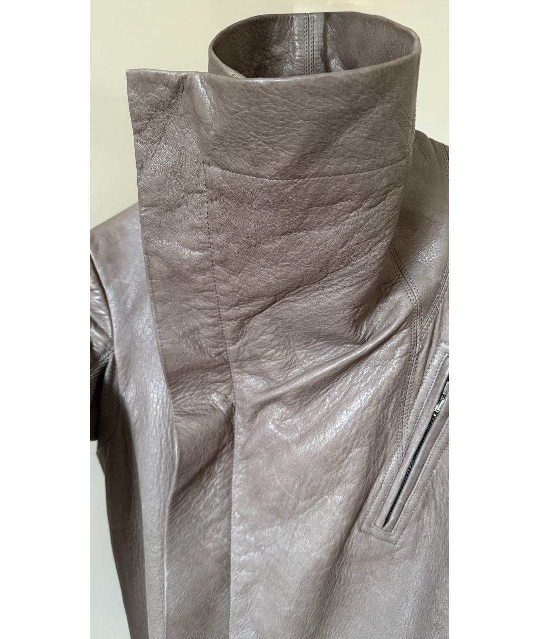 RICK OWENS Бежевая кожаная куртка, фото 3