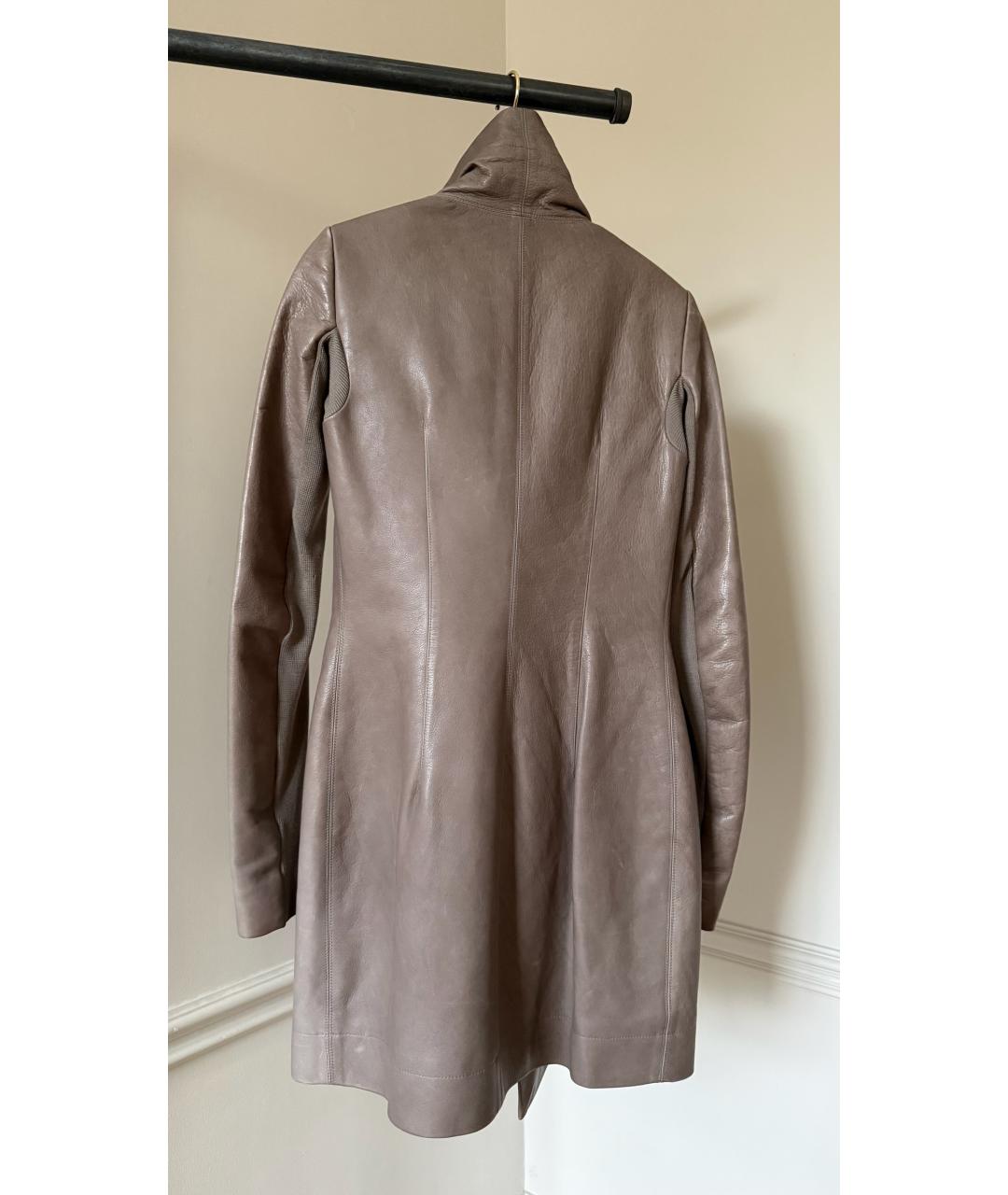 RICK OWENS Бежевая кожаная куртка, фото 2