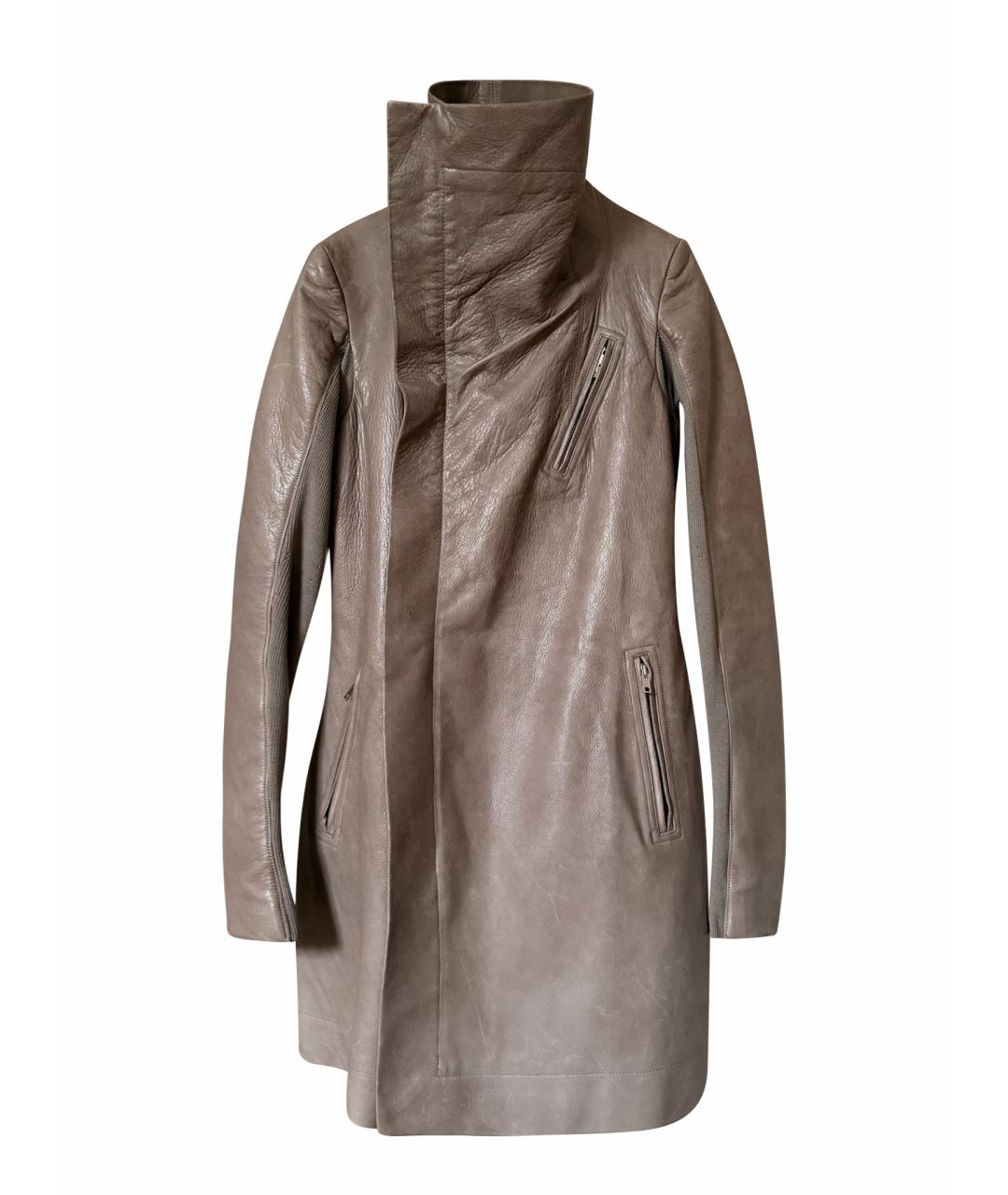 RICK OWENS Бежевая кожаная куртка, фото 1