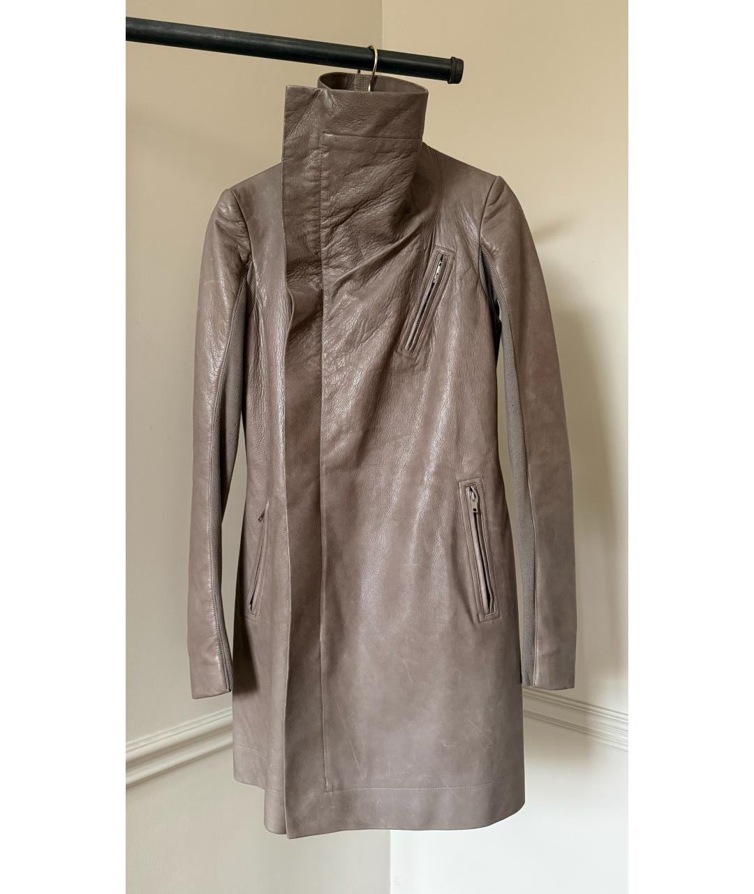RICK OWENS Бежевая кожаная куртка, фото 9