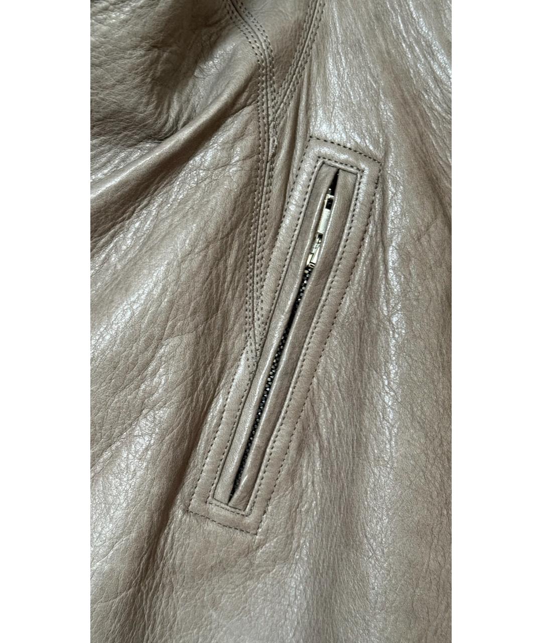 RICK OWENS Бежевая кожаная куртка, фото 4