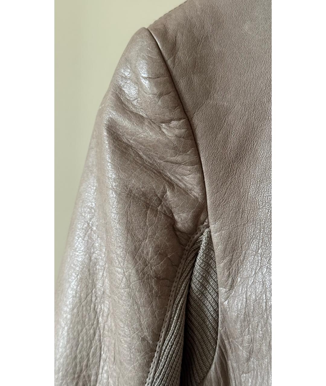 RICK OWENS Бежевая кожаная куртка, фото 7