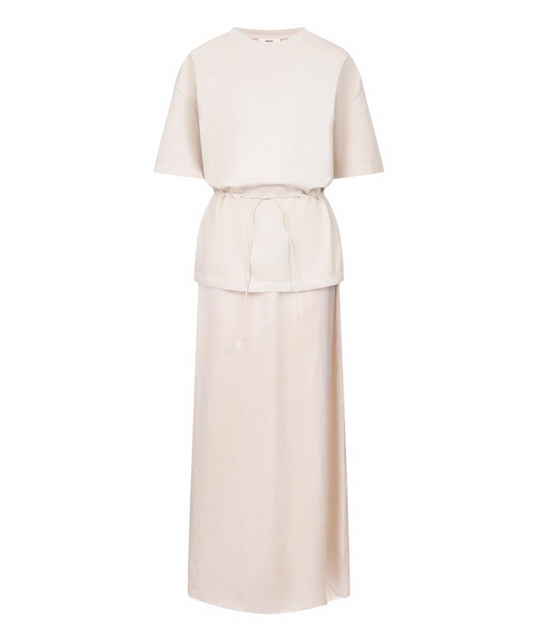 HAIKURE Бежевое шелковое повседневное платье, фото 6