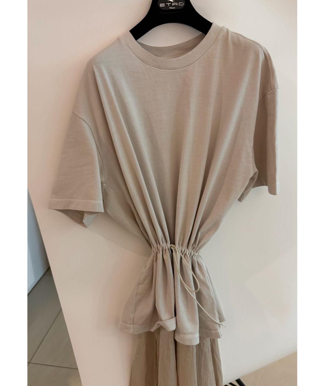 HAIKURE Бежевое шелковое повседневное платье, фото 3