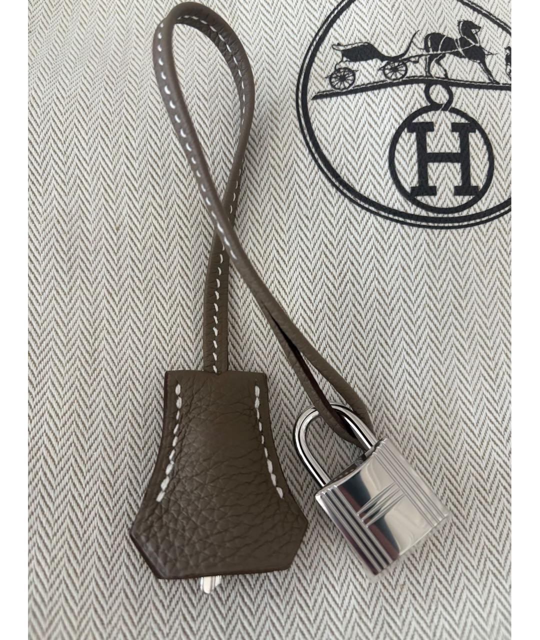 HERMES Бежевая кожаная сумка с короткими ручками, фото 4