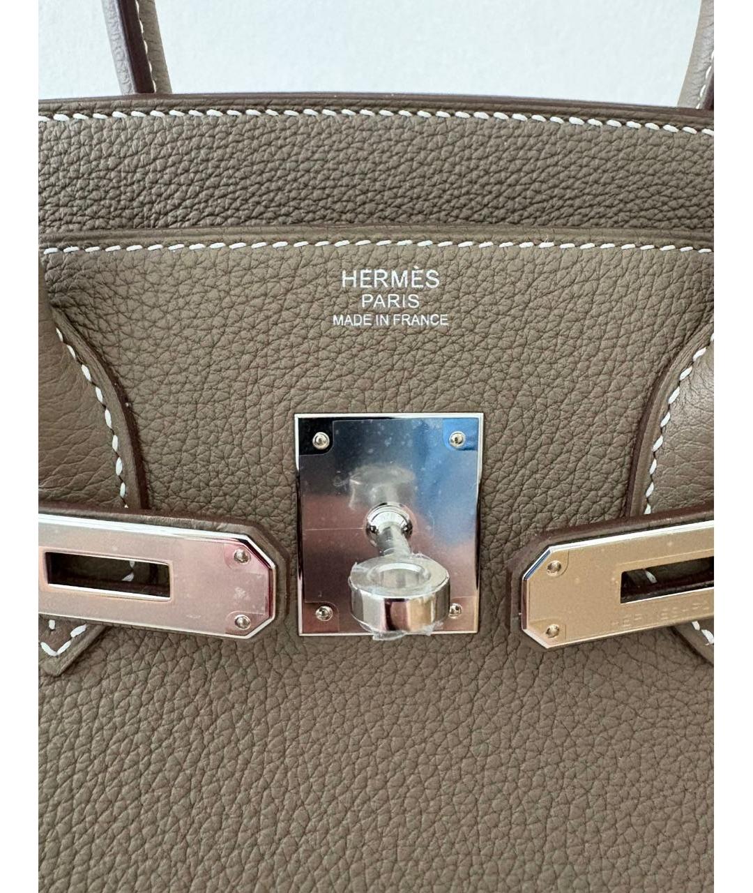 HERMES Бежевая кожаная сумка с короткими ручками, фото 2