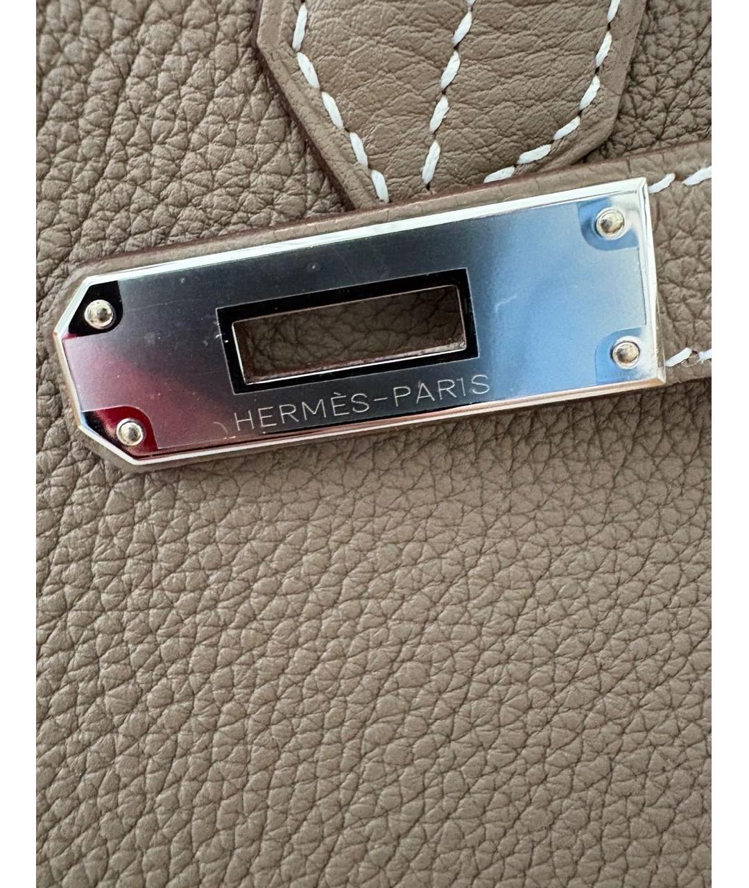HERMES Бежевая кожаная сумка с короткими ручками, фото 3