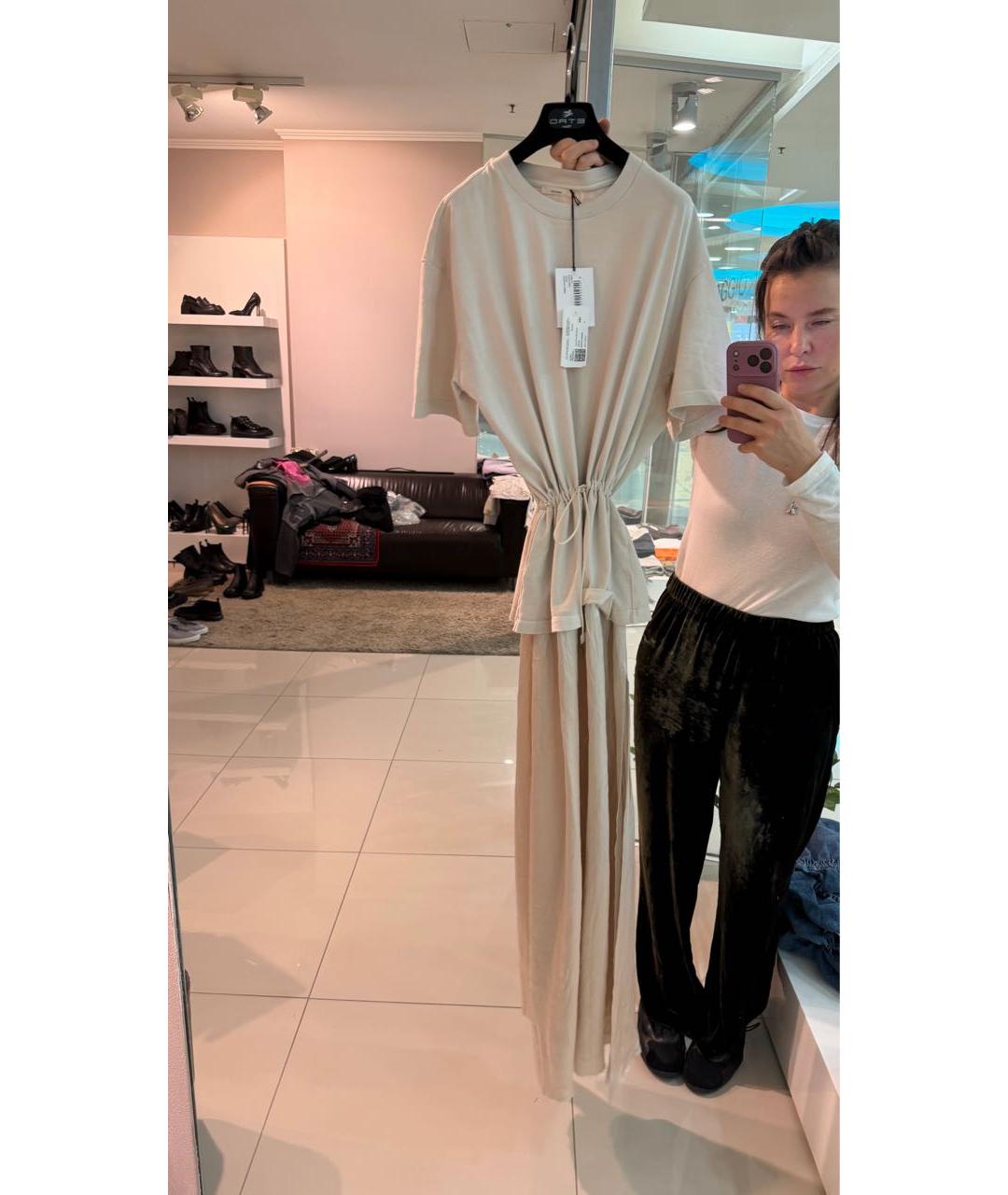 HAIKURE Бежевое шелковое повседневное платье, фото 5